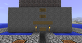 Signs on front of Minecraft Man's shoes as well as the underground entrance.