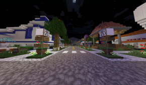 The cobblestone wall approaching the world's spawn point