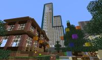 (From left to right) The Drunk'n Pumpkin Bar & Pub, Port 80 Residential Tower & Christmas Tree.